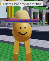 an egg wearing a sombrero and a smiley face is standing on a sidewalk .