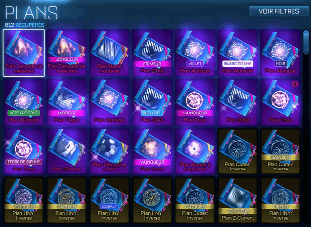 a screenshot of a video game called rocket league showing various plans