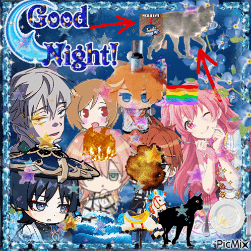 a picture of anime characters with the words good night