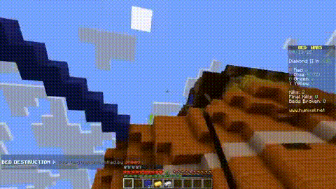 a screenshot of a video game called minecraft with a message that says bed destruction