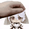 a hand is holding a doll 's head in a pixel art .