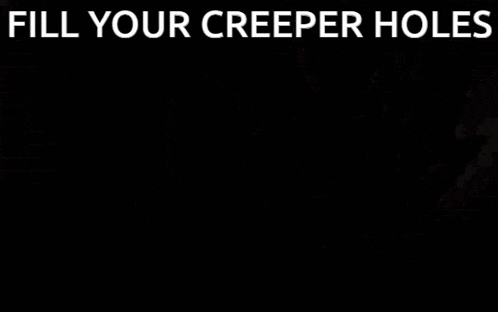 a picture of a cartoon character with the words fill your creeper holes on the bottom