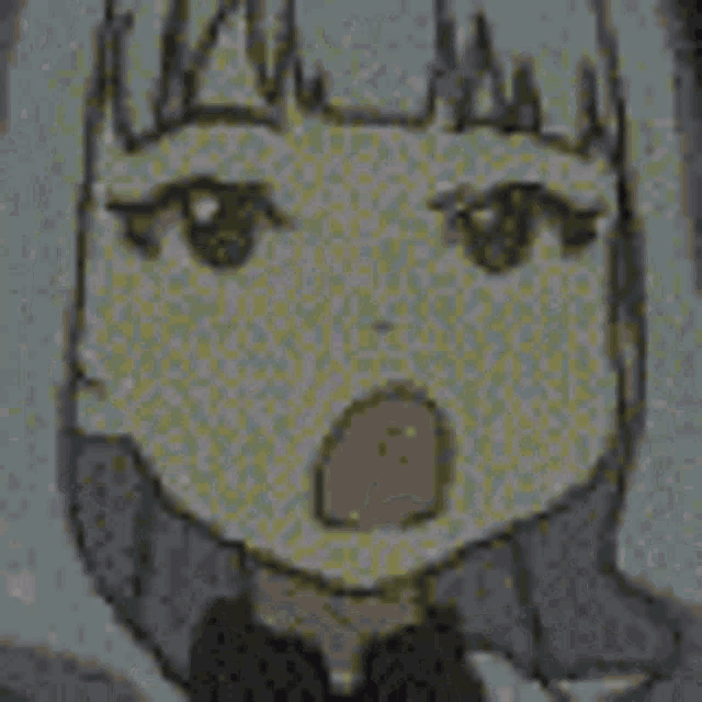 a close up of a cartoon character 's face with a serious expression .