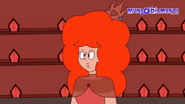 a cartoon drawing of a woman with red hair and the words mundo diamantes on the bottom