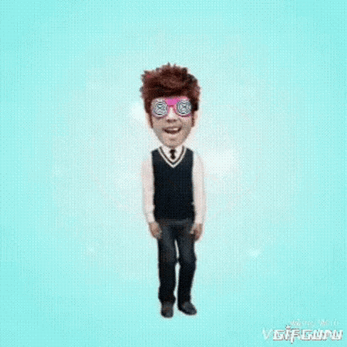 a cartoon character with hypnotic glasses is holding a pink heart .