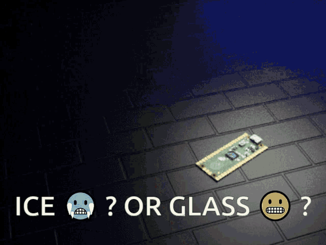 a picture of a motherboard with the words ice or glass below it
