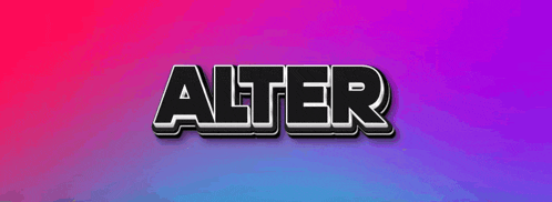 the word alter is displayed on a purple and blue background