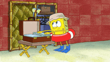 a cartoon of spongebob wearing a hat and life preserver