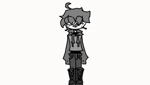 a black and white drawing of a boy wearing a hoodie , jeans and boots .