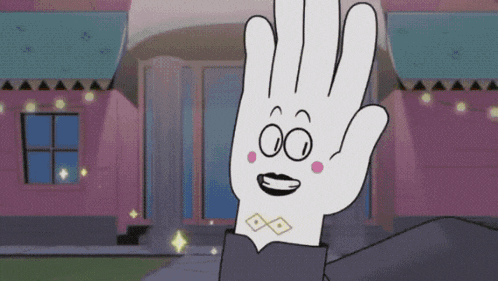 a cartoon hand with a smiley face and a diamond on it