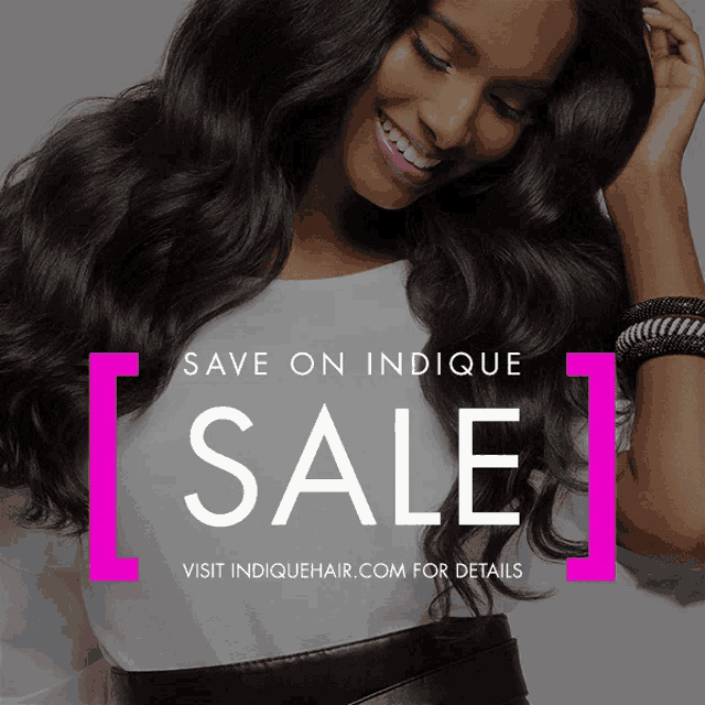 an advertisement for indique hair shows a woman with long hair