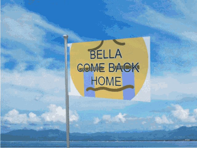 a flag that says bella come back home