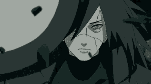 a close up of a black and white drawing of a person with a broken face .