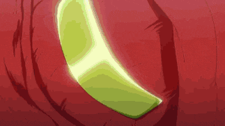 a close up of a yellow object on a red background .