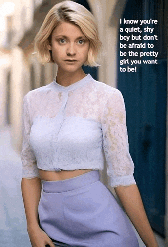 a woman in a white top and purple skirt says i know you 're quiet