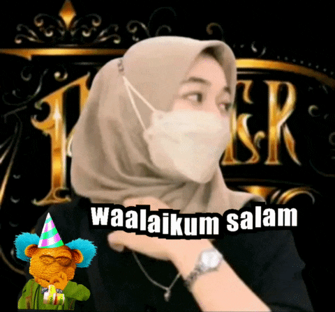 a woman wearing a hijab and a mask says waalaikum salam