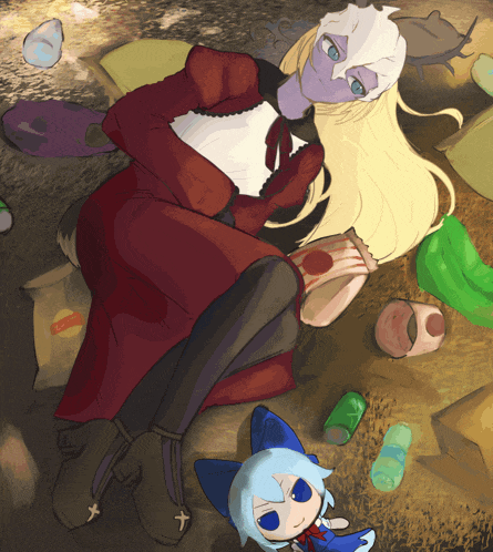 a drawing of a girl laying on the ground