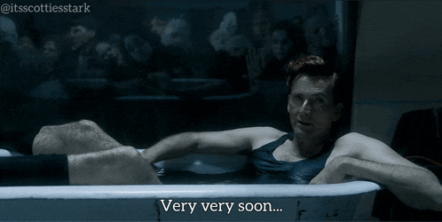 a man is laying in a bathtub with a caption that says you 're all going to get the chance to find out