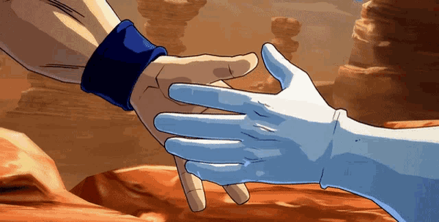 a man and a woman holding hands in a cartoon