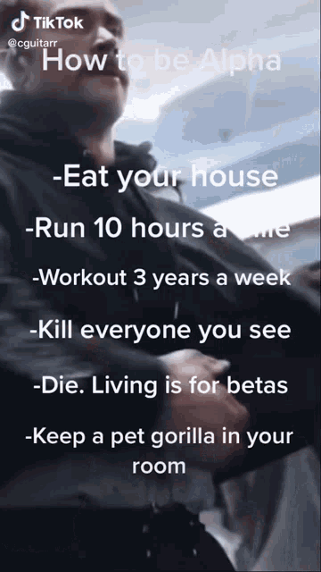 a man is talking about how to be alpha on tik tok