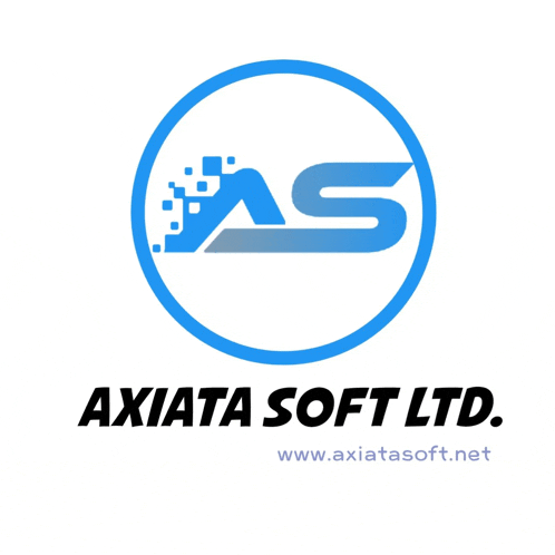 a logo for axiata soft ltd. with a blue circle