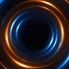 two black circles with chinese writing on them are surrounded by a blue light