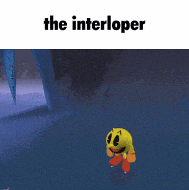 a pac man video game with the words " the interloper " on the bottom