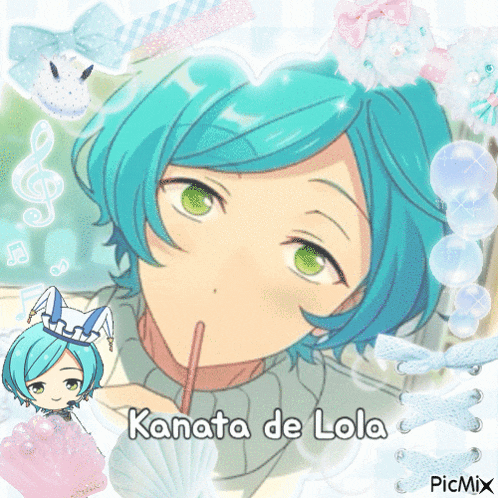 a picture of kanata de lola with a bunny hat on