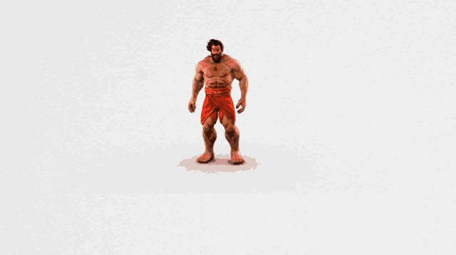a man with a beard is standing in front of a large red letter u