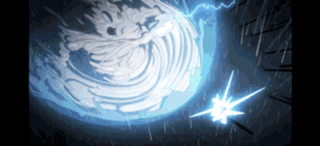 a drawing of a storm with a lightning bolt in the middle
