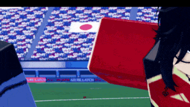 a soccer stadium with a banner that says azure latch