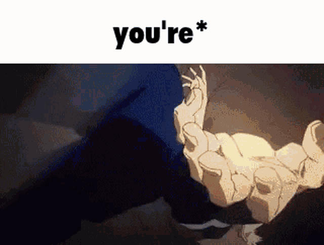 a cartoon of a person laying on the ground with the words `` you 're '' written above it .