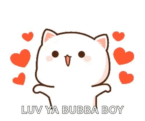 a cartoon cat is surrounded by hearts and the words luv ya bubba boy .