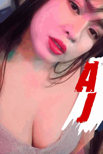 a close up of a woman 's face with the letter a on the bottom