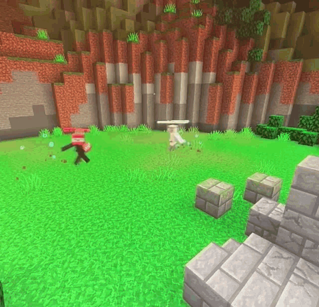 a screenshot of a minecraft game with a sheep and a man