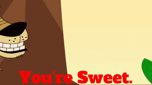 a cartoon dog with a candle and the words you 're sweet in red