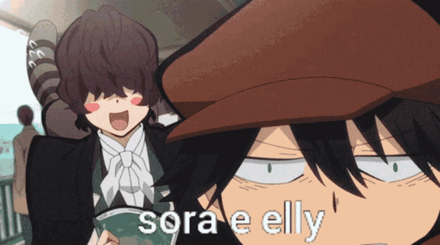 sora e elly is written on a picture of a person