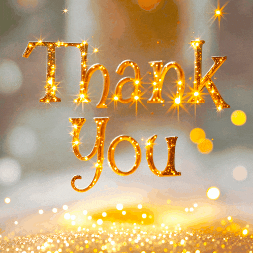 the word thank you is written in gold