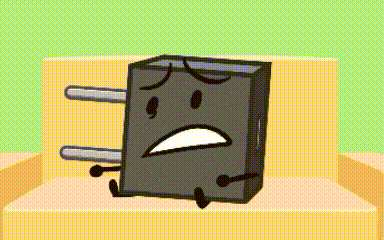 a cartoon character with a sad face is sitting on a wooden couch .