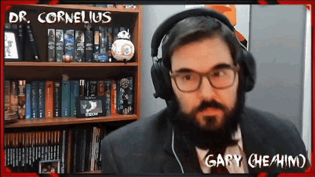 a man wearing headphones with the name gary on the screen
