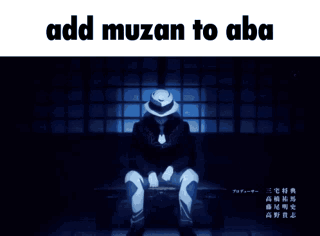 a person 's hand is touching another person 's face with the words add muzan to aba written on the bottom