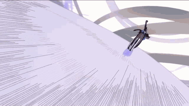 a drawing of a person riding a bike on a purple surface