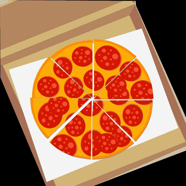 a pepperoni pizza in a cardboard box with slices cut out of it
