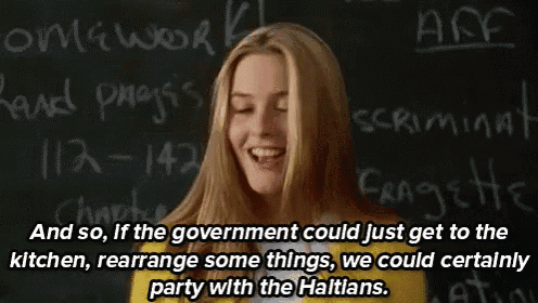 Party With The Haitians - Alicia Silverstone In Clueless GIF - Clueless Alicia Silverstone Party GIFs