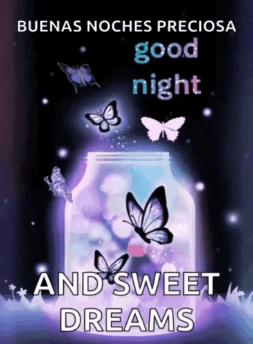 a good night and sweet dreams greeting card with butterflies in a jar