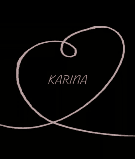 a drawing of a swirl with the name karina on it