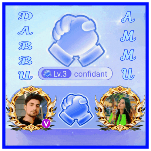 a picture of a man and a woman with a lv 3 confident badge
