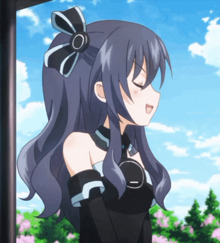 a girl with a bow in her hair looks down