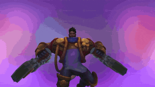 a pixel art of a man holding two guns in his hands
