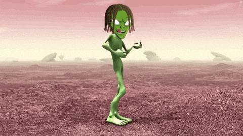 a cartoon character with dreadlocks is standing in a field